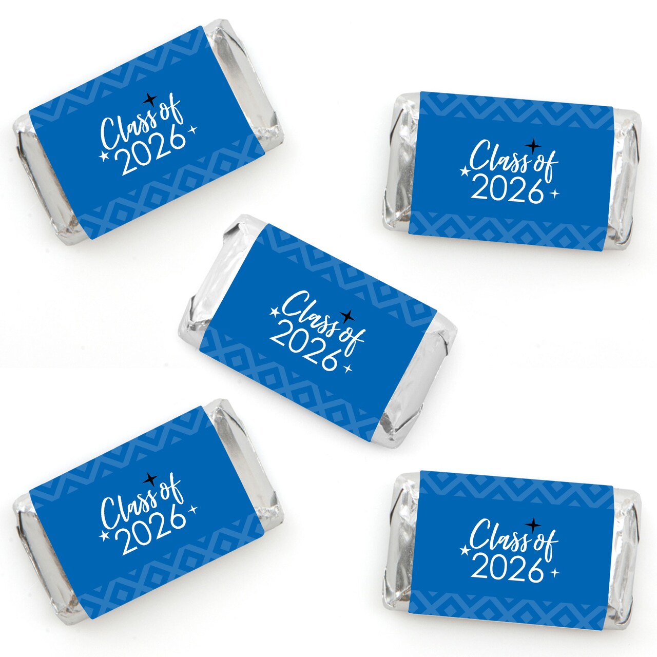 Big Dot of Happiness 2026 Blue Graduation Party - Mini Candy Bar Wrapper Stickers - Small Favors - 40 Count